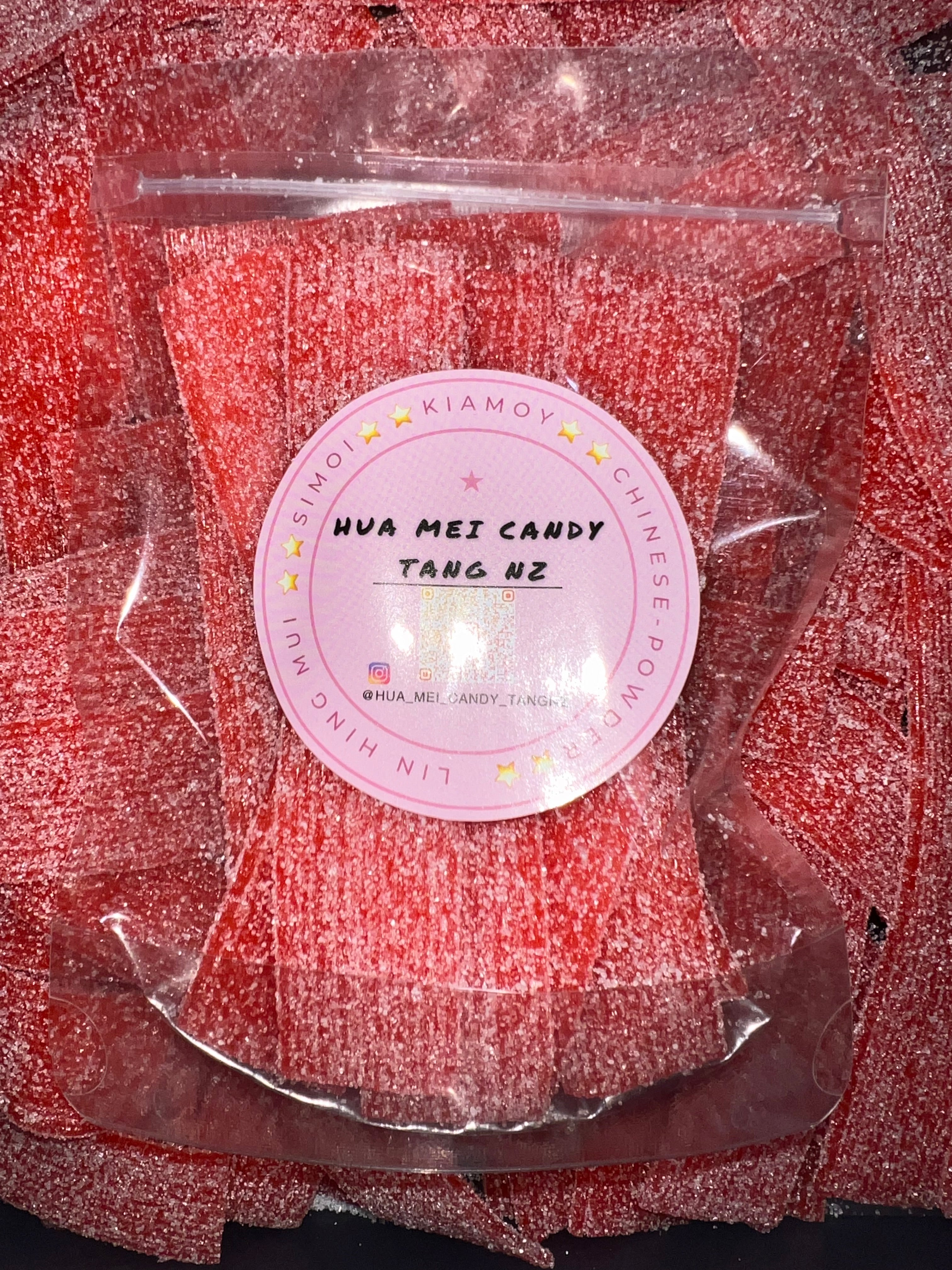 Simoi/Li Hing Mui strawberry sour straps – Hua Mei Candy Tang NZ